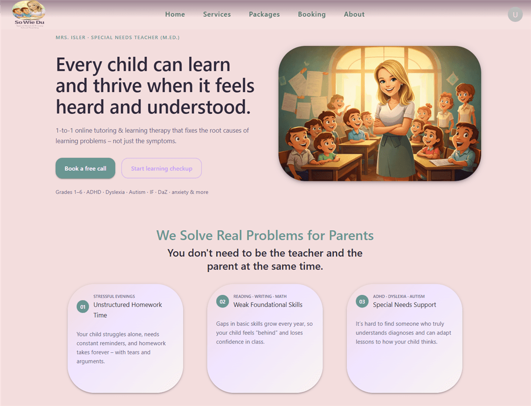 Preview of Special Needs Teacher Website